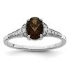 Sterling Silver Rhodium Smoky Quartz & Diam. Ring