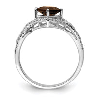 Load image into Gallery viewer, Sterling Silver Rhodium Smoky Quartz &amp; Diam. Ring
