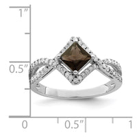 Load image into Gallery viewer, Sterling Silver Rhodium Smoky Quartz &amp; Diam. Ring
