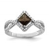 Sterling Silver Rhodium Smoky Quartz & Diam. Ring