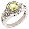 Sterling Silver Rhodium-plated Lemon Quartz & Diamond Ring
