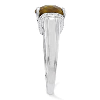Load image into Gallery viewer, Sterling Silver Rhodium-plated Checker-Cut Whiskey Quartz Ring
