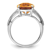 Load image into Gallery viewer, Sterling Silver Rhodium Checker-Cut Whiskey Quartz Ring

