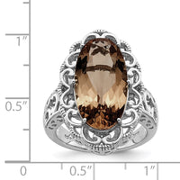 Load image into Gallery viewer, Sterling Silver Rhodium Smoky Quartz Ring
