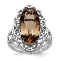Load image into Gallery viewer, Sterling Silver Rhodium Smoky Quartz Ring
