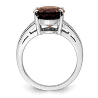 Load image into Gallery viewer, Sterling Silver Rhodium Oval Smoky Quartz &amp; Diam. Ring
