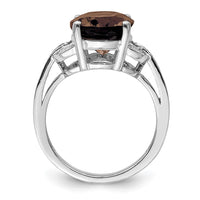 Load image into Gallery viewer, Sterling Silver Rhodium Smoky Quartz &amp; Diam. Ring
