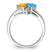 Load image into Gallery viewer, Sterling Silver Rhodium Blue Topaz &amp; Citrine Diam. Ring
