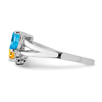 Load image into Gallery viewer, Sterling Silver Rhodium Blue Topaz &amp; Citrine Diam. Ring
