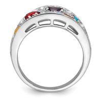 Load image into Gallery viewer, Sterling Silver Rhodium-plt Amethyst/Citrine/Blue Topaz/Garnet/Peridot Ring
