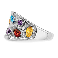 Load image into Gallery viewer, Sterling Silver Rhodium-plt Amethyst/Citrine/Blue Topaz/Garnet/Peridot Ring
