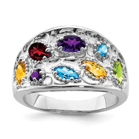 Load image into Gallery viewer, Sterling Silver Rhodium-plt Amethyst/Citrine/Blue Topaz/Garnet/Peridot Ring
