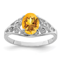 Load image into Gallery viewer, Sterling Silver Rhodium Citrine ring
