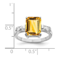 Load image into Gallery viewer, Sterling Silver Rhodium Citrine ring

