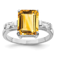 Load image into Gallery viewer, Sterling Silver Rhodium Citrine ring
