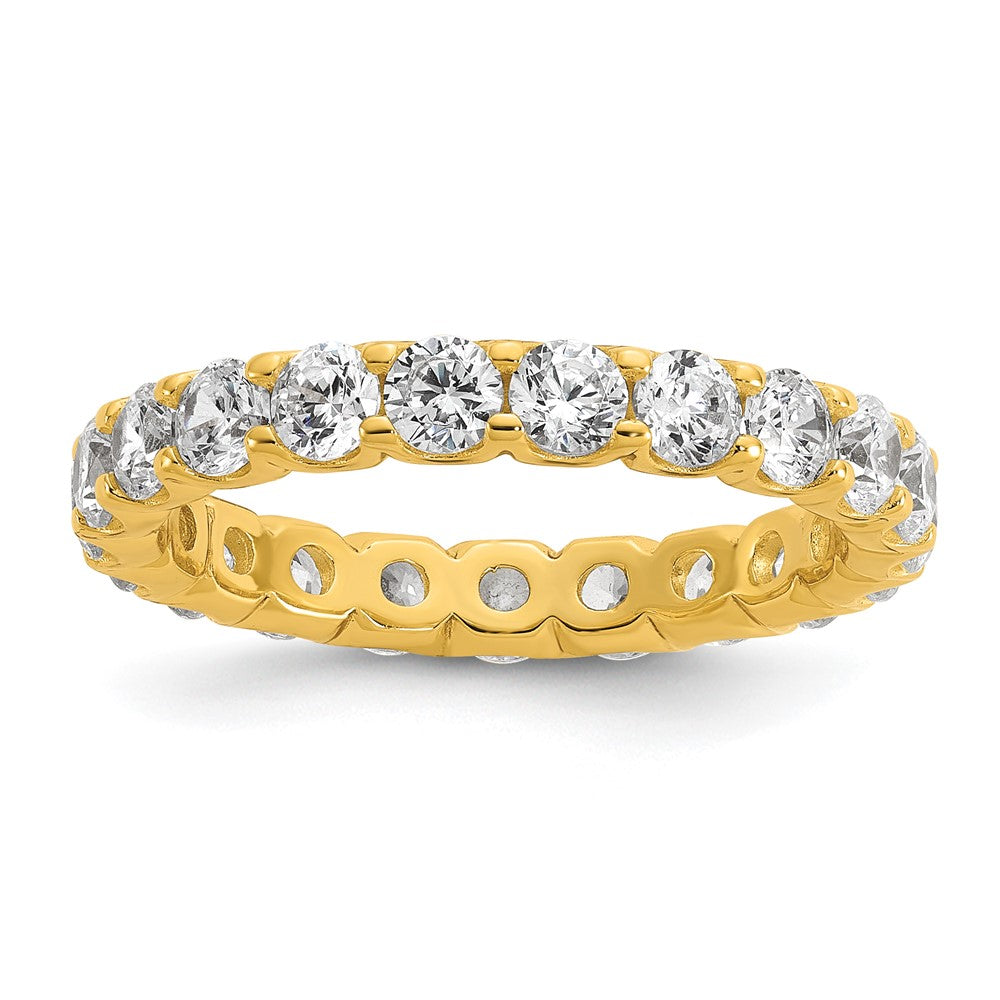 Sterling Shimmer Sterling Silver Gold-tone Flash Gold-plated 3mm CZ 20 Stone Eternity Band