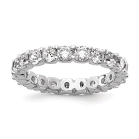 Load image into Gallery viewer, Sterling Shimmer Sterling Silver Rhodium-plated 3mm CZ 20 Stone Eternity Band
