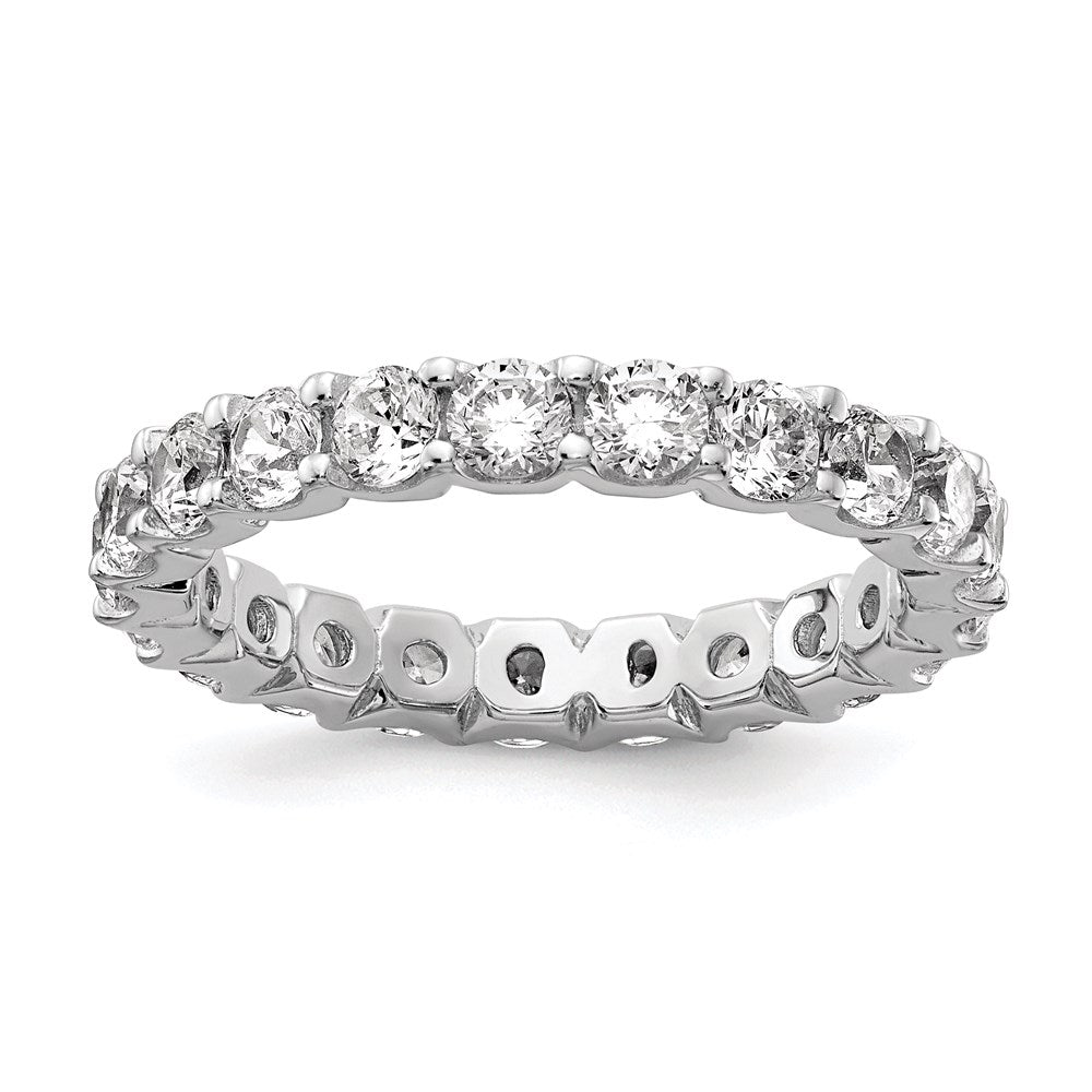 Sterling Shimmer Sterling Silver Rhodium-plated 3mm CZ 20 Stone Eternity Band