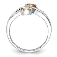 Load image into Gallery viewer, Sterling Silver Rhod-plated .60t.w. Citrine &amp; White Topaz Swirl Ring
