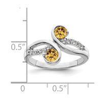 Load image into Gallery viewer, Sterling Silver Rhod-plated .60t.w. Citrine &amp; White Topaz Swirl Ring
