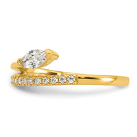 Load image into Gallery viewer, Sterling Silver Gold-plated Polished Fancy Marquise and Round CZ Size 6 Ring
