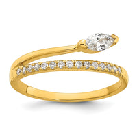 Load image into Gallery viewer, Sterling Silver Gold-plated Polished Fancy Marquise and Round CZ Size 6 Ring
