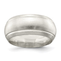 Load image into Gallery viewer, Sterling Silver 9mm Satin Half Round with Edge Lines Size 12 Band
