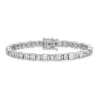 Load image into Gallery viewer, Sterling Shimmer Sterling Silver Rhodium-plated CZ 59 Stone 7.25 inch Bracelet
