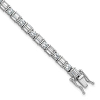 Load image into Gallery viewer, Sterling Shimmer Sterling Silver Rhodium-plated CZ 59 Stone 7.25 inch Bracelet

