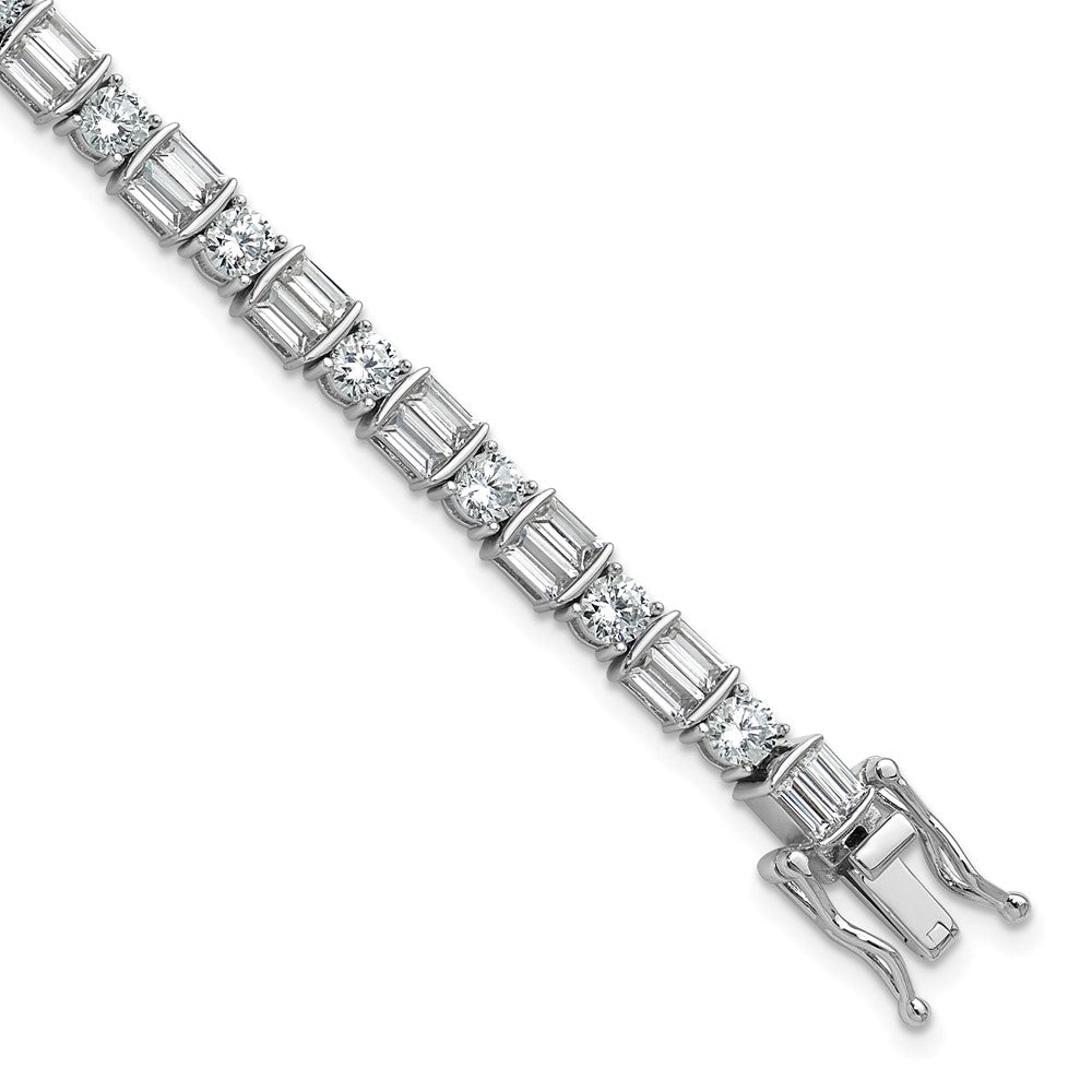 Sterling Shimmer Sterling Silver Rhodium-plated CZ 59 Stone 7.25 inch Bracelet