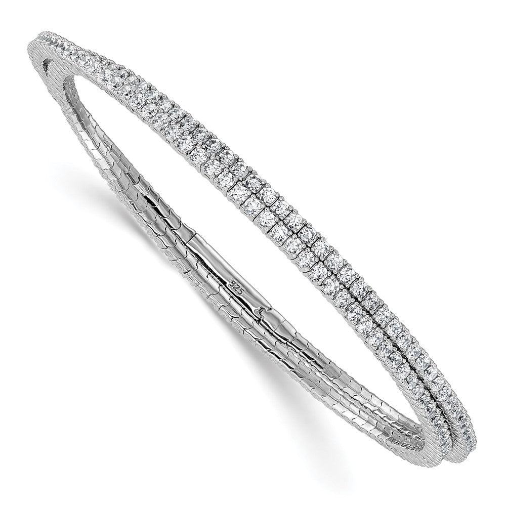 Sterling Shimmer Sterling Silver Rhodium-plated 1.75mm CZ 192 Stone Wrap Bracelet