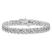 Load image into Gallery viewer, Sterling Shimmer Sterling Silver Rhodium-plated CZ 597 Stone Curb Link 8.25 inch Bracelet
