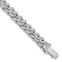 Load image into Gallery viewer, Sterling Shimmer Sterling Silver Rhodium-plated CZ 597 Stone Curb Link 8.25 inch Bracelet
