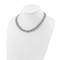 Load image into Gallery viewer, Sterling Shimmer Sterling Silver Rhodium-plated CZ 1300 Stone Curb Link 18 inch Necklace
