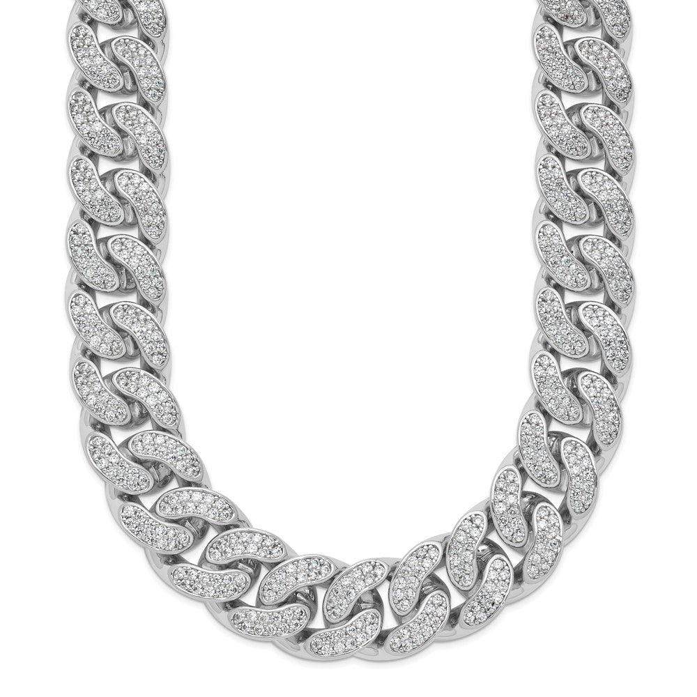 Sterling Shimmer Sterling Silver Rhodium-plated CZ 1564 Stone Curb Link 22 inch Necklace