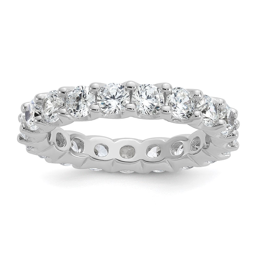 Sterling Shimmer Sterling Silver Rhodium-plated 3.5mm CZ 18 Stone Eternity Band