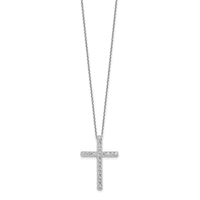 Load image into Gallery viewer, Sterling Shimmer Sterling Silver Rhodium-plated 2.3mm CZ 21 Stone Cross 16 inch with 2 inch Extension Necklace
