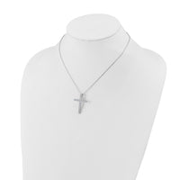 Load image into Gallery viewer, Sterling Shimmer Sterling Silver Rhodium-plated 2.3mm CZ 21 Stone Cross 16 inch with 2 inch Extension Necklace
