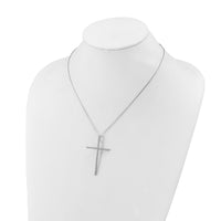 Load image into Gallery viewer, Sterling Shimmer Sterling Silver Rhodium-plated 1.3mm CZ 50 Stone Cross 16 inch with 2 inch Extension Necklace
