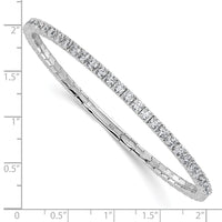 Load image into Gallery viewer, Sterling Shimmer Sterling Silver Rhodium-plated 3mm CZ 52 Stone 7 inch Flexible Bangle Bracelet
