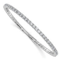 Load image into Gallery viewer, Sterling Shimmer Sterling Silver Rhodium-plated 3mm CZ 52 Stone 7 inch Flexible Bangle Bracelet
