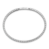 Load image into Gallery viewer, Sterling Shimmer Sterling Silver Rhodium-plated 3mm CZ 59 Stone 8 inch Flexible Bangle Bracelet
