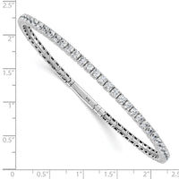 Load image into Gallery viewer, Sterling Shimmer Sterling Silver Rhodium-plated 3mm CZ 59 Stone 8 inch Flexible Bangle Bracelet

