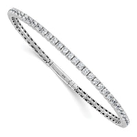 Load image into Gallery viewer, Sterling Shimmer Sterling Silver Rhodium-plated 3mm CZ 59 Stone 8 inch Flexible Bangle Bracelet
