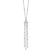 Load image into Gallery viewer, Sterling Shimmer Sterling Silver Rhodium-plated CZ 38 Stone 10 Station with 3 Dangles 16 inch with 2 inch Extension Necklace
