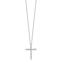 Load image into Gallery viewer, Sterling Shimmer Sterling Silver Rhodium-plated CZ 21 Stone Cross 16 inch with 2 inch Extension Necklace
