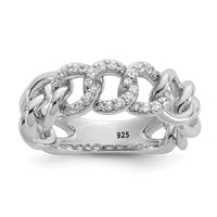 Load image into Gallery viewer, Sterling Shimmer Sterling Silver Rhodium-plated CZ 30 Stone Size 6 Link Circles Ring
