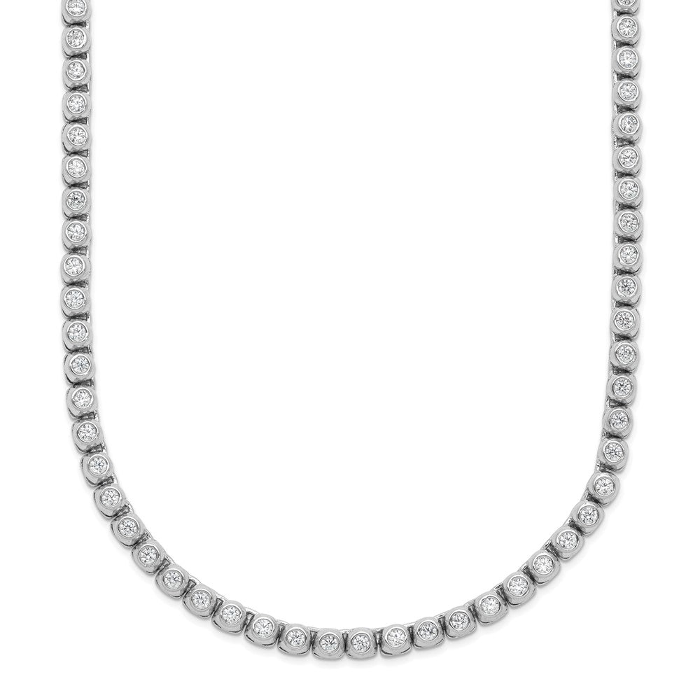 Sterling Shimmer Sterling Silver Rhodium-plated Bezel Set 1.7mm CZ 159 Stone 20 inch Necklace