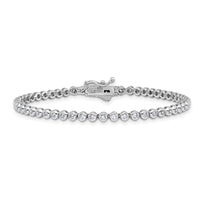 Load image into Gallery viewer, Sterling Shimmer Sterling Silver Rhodium-plated Bezel Set 1.7mm CZ 54 Stone 7 inch Bracelet
