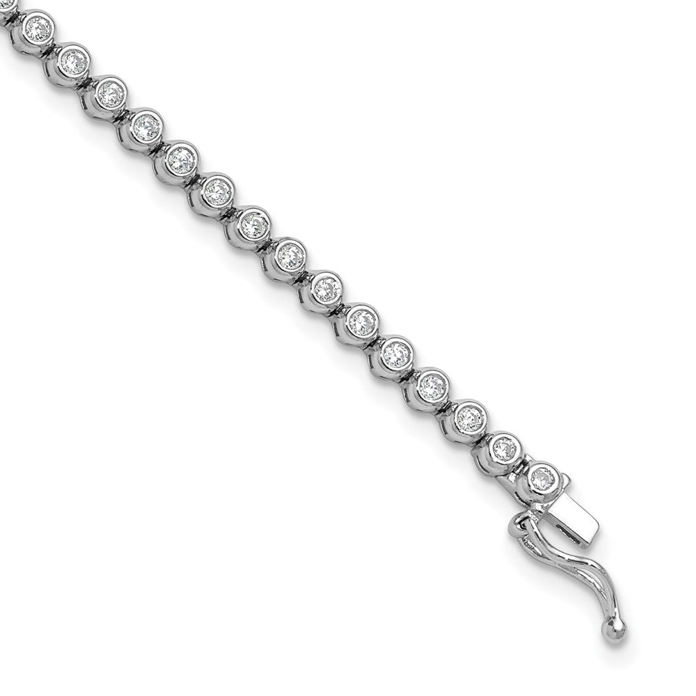 Sterling Shimmer Sterling Silver Rhodium-plated Bezel Set 1.7mm CZ 54 Stone 7 inch Bracelet